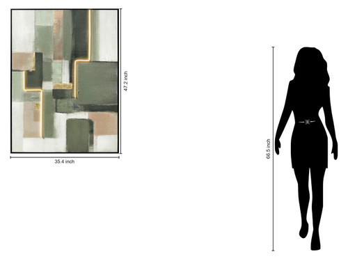 Luminous Grid I Hand-Embellished LED Canvas In Frame - Sage / Ivory