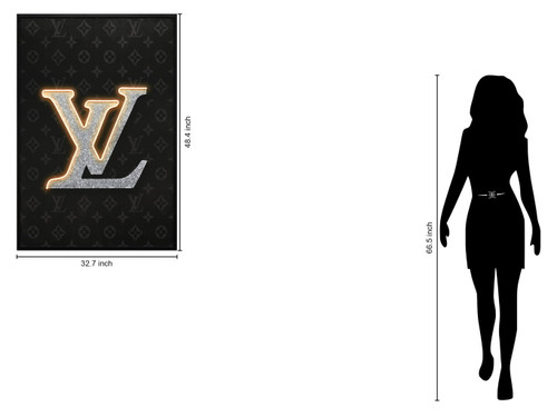 Luminous Monogram Hand-Embellished LED Canvas In Frame - Black / Silver