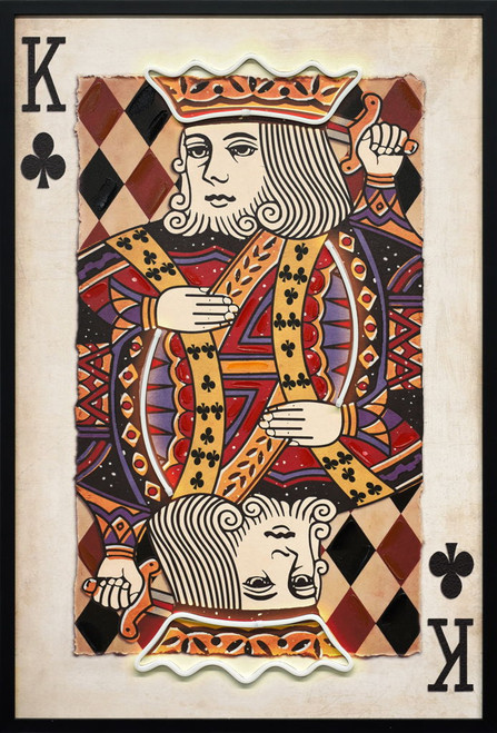 Royal Card I Hand-Embellished LED Canvas In Frame - Black / Red