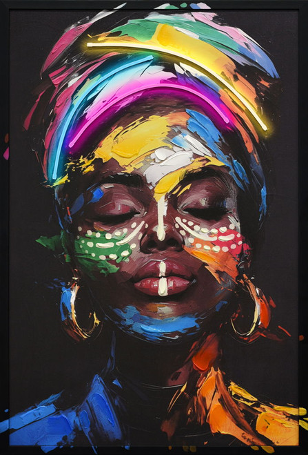 Chromatic Muse Hand-Embellished LED Canvas In Frame - Black / Multicolor