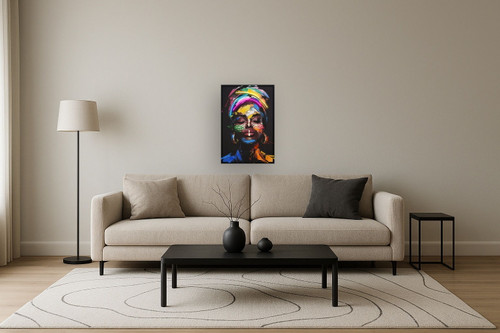Chromatic Muse Hand-Embellished LED Canvas In Frame - Black / Multicolor