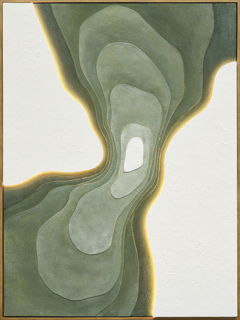 Verdant Passage Hand-Painted LED Canvas In Frame - Sage / Green