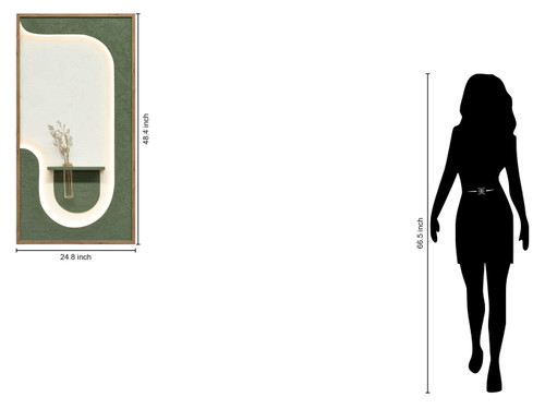 Verdant Niche II Hand-Painted LED Art In Frame - Green / Ivory