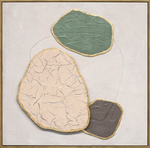 Earthen Forms I Hand-Painted LED Canvas In Frame - Ivory / Sage