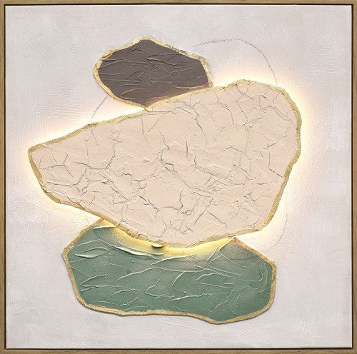 Earthen Forms II Hand-Painted LED Canvas In Frame - Beige / Blush