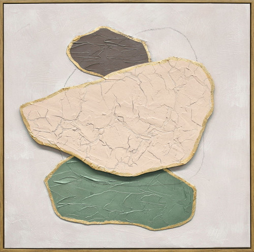 Earthen Forms II Hand-Painted LED Canvas In Frame - Beige / Blush