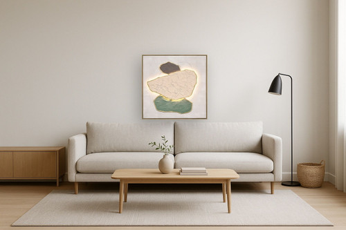 Earthen Forms II Hand-Painted LED Canvas In Frame - Beige / Blush