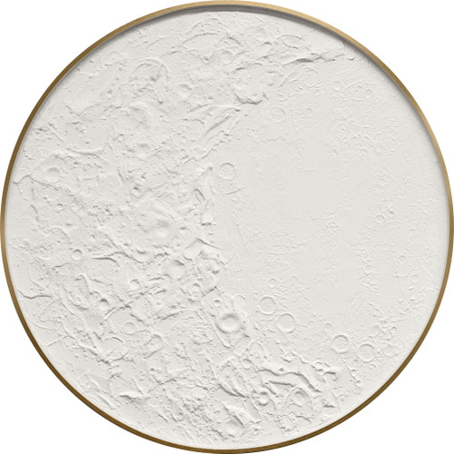 Lunar Relief Hand-Painted LED Canvas In Frame - Ivory / White