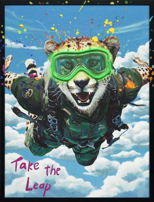 Skybound Roar II Hand-Embellished LED Canvas In Frame - Black / Blue