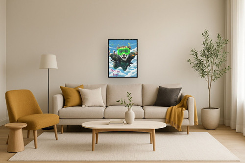 Skybound Roar II Hand-Embellished LED Canvas In Frame - Black / Blue