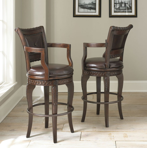 Antoinette - PU Swivel Bar Chair - Dark Brown