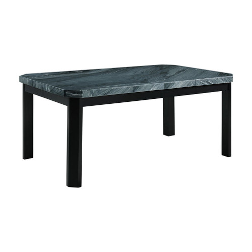 Francesca - Rectangular 5 Piece Gray PU Chairs Dining Set, Table & Four Chairs - Gray Marble