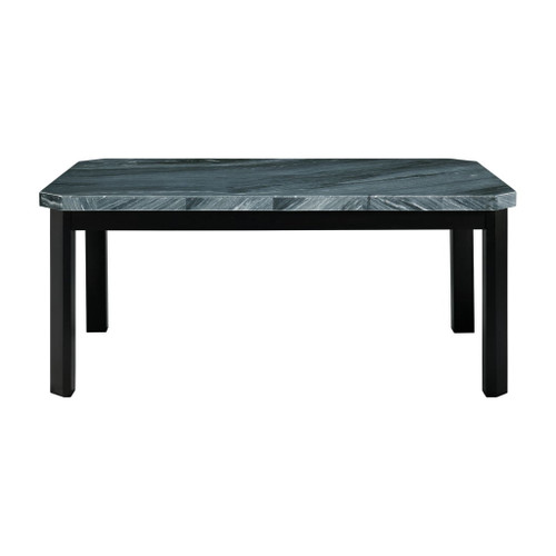 Francesca - Rectangular 5 Piece Gray PU Chairs Dining Set, Table & Four Chairs - Gray Marble