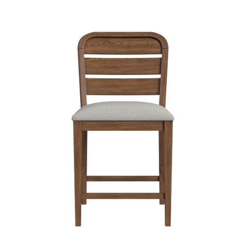 Glinda - Fabric Counter Chair (Set of 2) - Brown / Light Gray