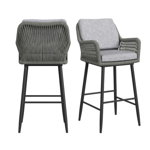 Bayhill - Fabric Barstool (Set of 2) - Black / Gray