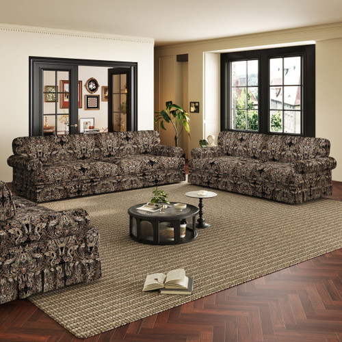 Luxuriously Comfortable Cloud Couch With Elegant Rolled Arms & Pleated Skirt Design