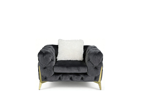 Vegas Luxury Modern Gray Velvet Living Room Set