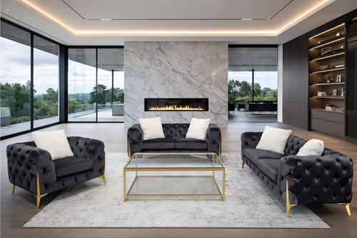 Vegas Luxury Modern Gray Velvet Living Room Set KF10020 by Xin Mark