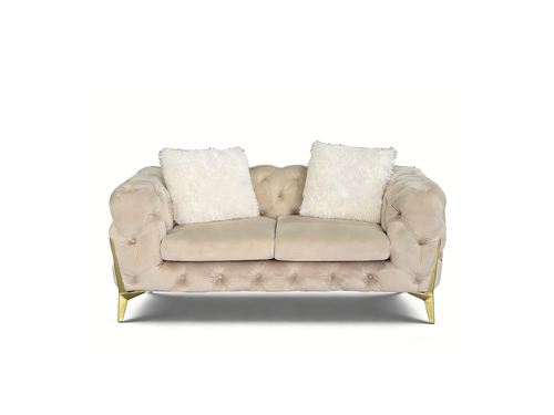 Vegas Luxury Modern Beige Velvet Living Room Set