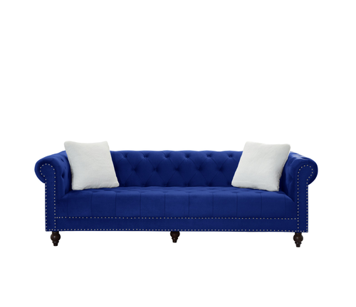Brooke Navy Blue Velvet Chesterfield Living Room Set