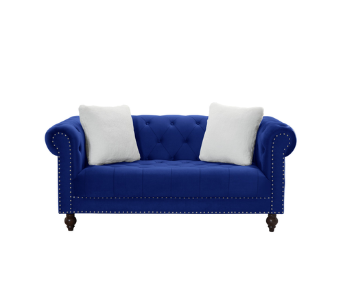 Brooke Navy Blue Velvet Chesterfield Living Room Set