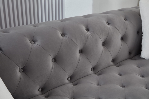 Brooke Gray Velvet Chesterfield Living Room Set