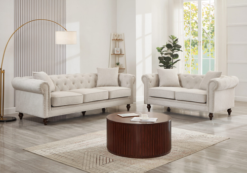 Thomas Beige Chesterfield Living Room Set KF10002 by Xin Mark