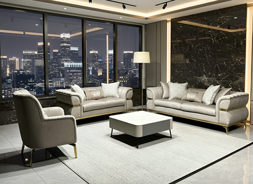 Mia Luxury Beige Velvet Living Room Set KF10014 by Xin Mark