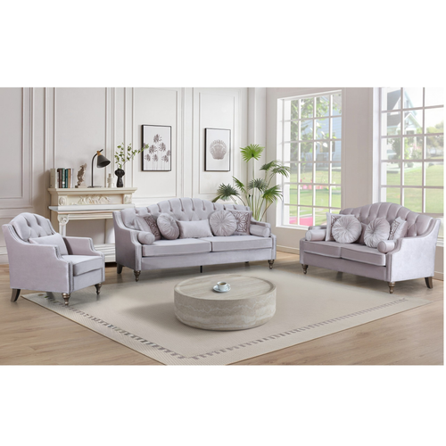 Cecelia Luxury Gray Velvet Living Room Set KF10016 by Xin Mark
