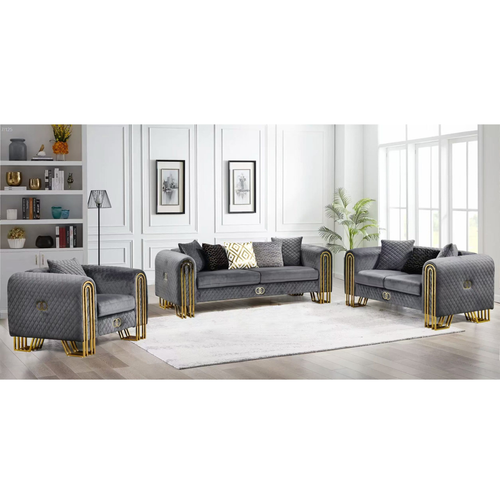 Valencia Modern Gray Velvet Living Room Set KF10013 by Xin Mark