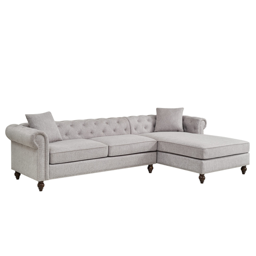 Blake Light Gray Chesterfield Sectional Sofa