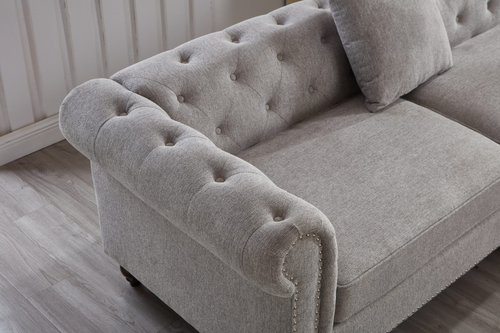 Blake Light Gray Chesterfield Sectional Sofa