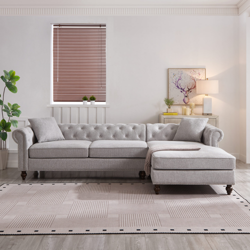 Blake Light Gray Chesterfield Sectional Sofa KF10005 by Xin Mark
