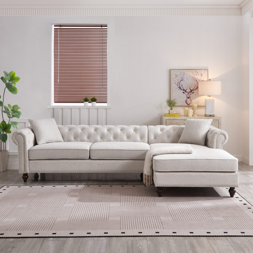 Blake Beige Chesterfield Sectional Sofa KF10005 by Xin Mark