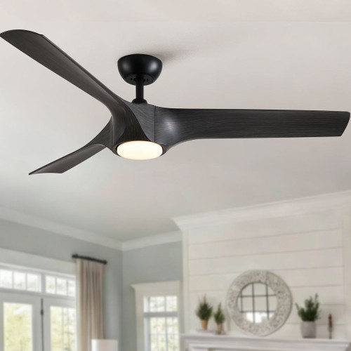 Reversible Quiet Motor Ceiling Fan Light With ABS Blades - Black / Gray