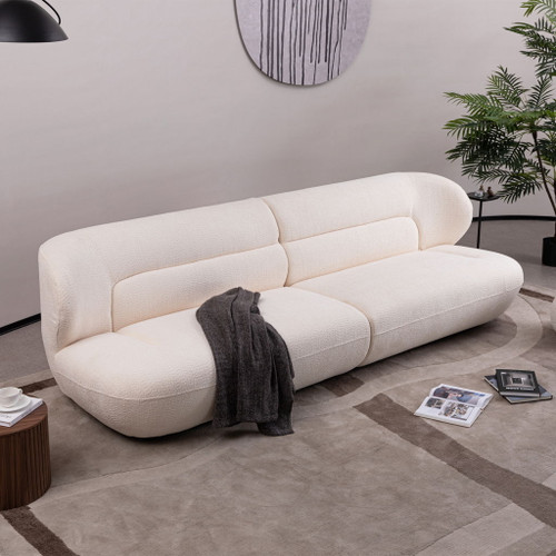 Modern Fashion Yp40116W Circular Curve Design Sofa, 4 Seater For Office & Bedroom - White