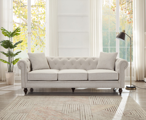 Thomas Beige Chesterfield Sofa