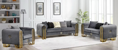 Valencia Luxury Gray Velvet Sofa