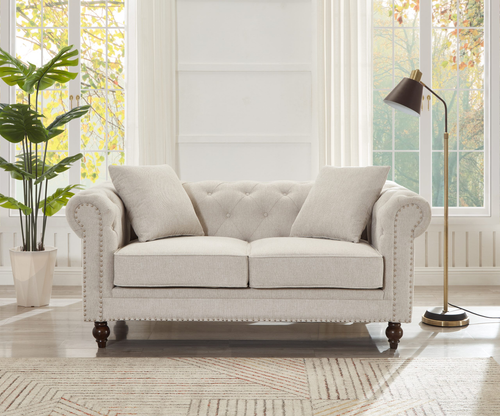 Thomas Beige Chesterfield Loveseat