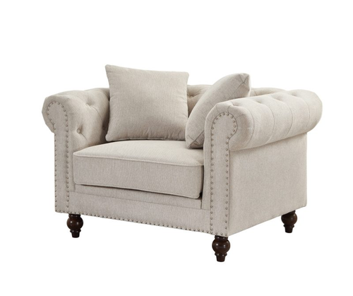 Thomas Beige Chesterfield Chair