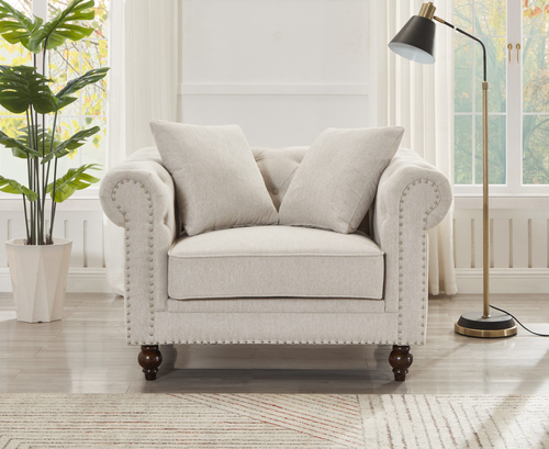 Thomas Beige Chesterfield Chair