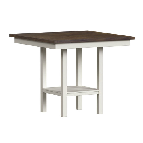 Brooks - 5 Piece Counter Set With Table And 4 Upholstery Seat & Wood Back Chairs - Medium Brown & White