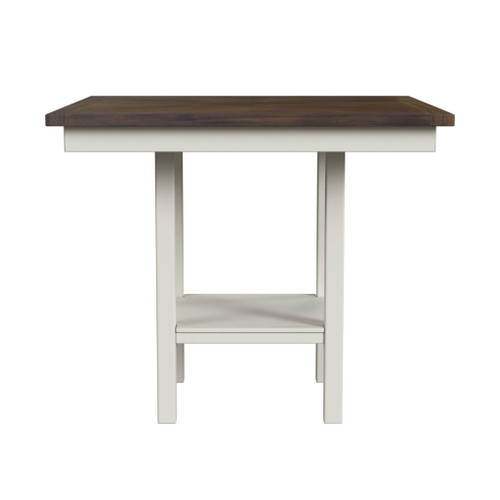 Brooks - 5 Piece Counter Set With Table And 4 Upholstery Seat & Wood Back Chairs - Medium Brown & White