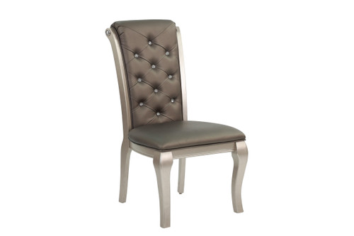 Vintage-Inspired Tufted Dining Chairs in Gray Upholstery & Rubber Wood – Set of 2  - F1540