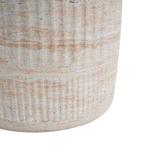 Stylish Outdoor / Indoor Lightweight Concrete Side Table With Travertine - Beige