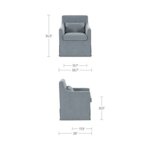 Lydia - Slipcover Dining Chair - Blue / Gray