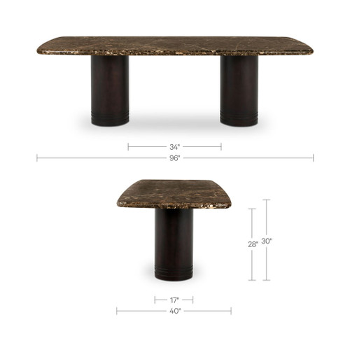 Daphne - Dining Table Large Dark Emperador Marble - Brown