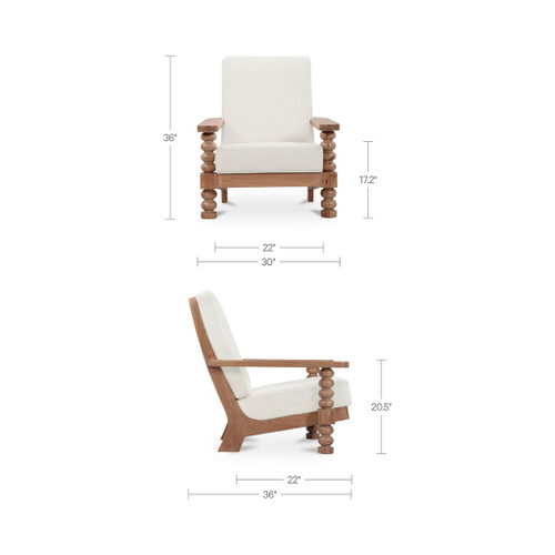 Ingrid - Accent Chair - Off White / Light Brown