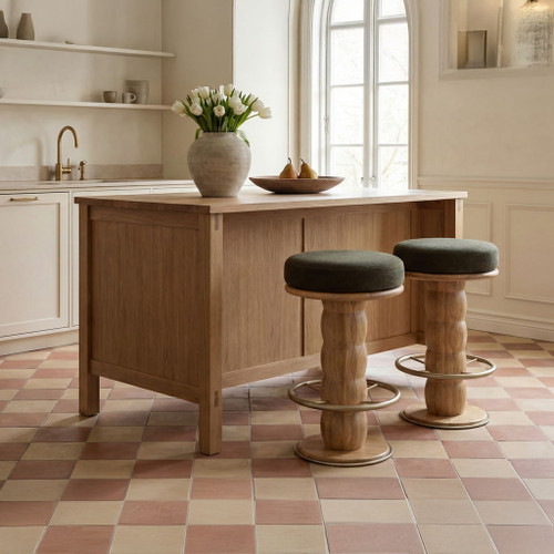 Nio - Swivel Counter Stool - Dark Green / Light Brown