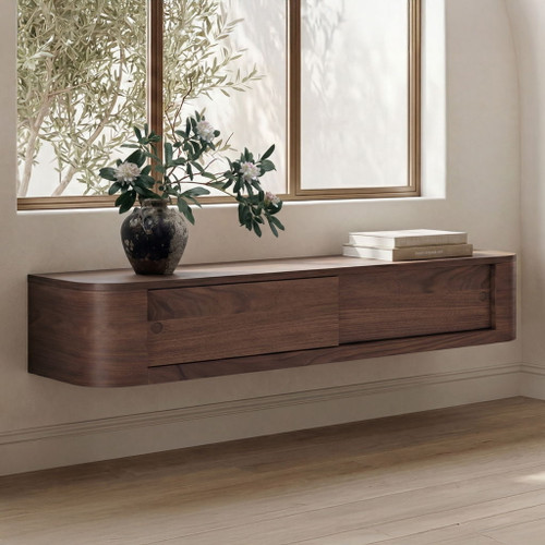 Round - Off Floating Console Table - Walnut / Brown